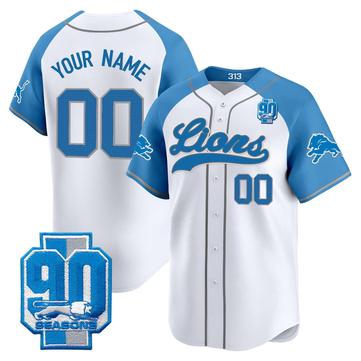 Detroit Lions 2025 Vapor Baseball Custom Jersey - All Stitched