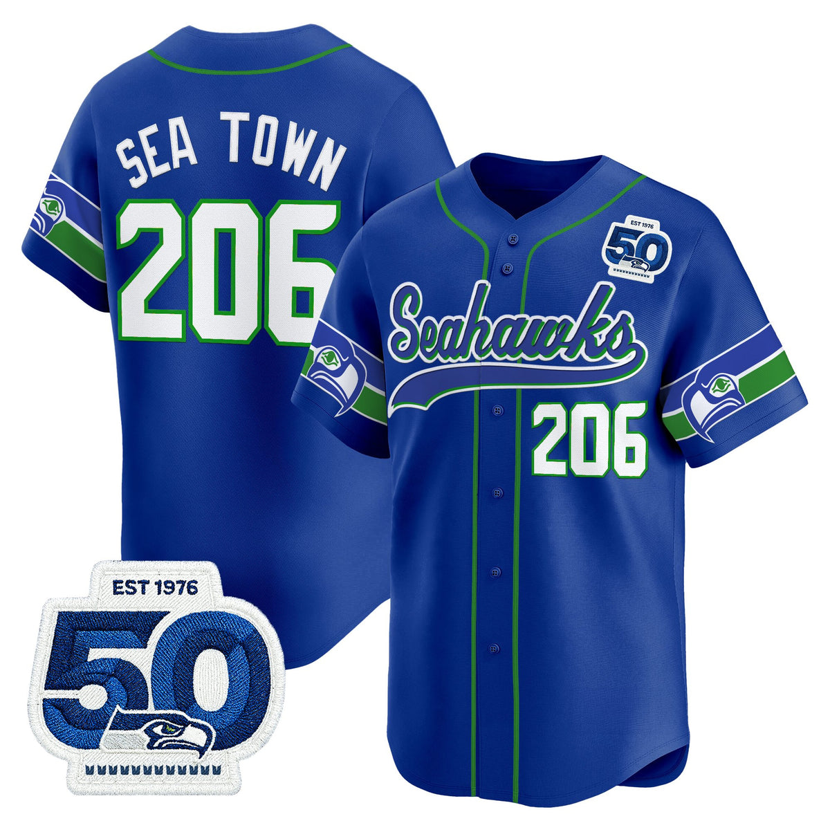 Men's Seattle Seahawks 50th Anniversary Vapor Baseball Jersey - All Stitched