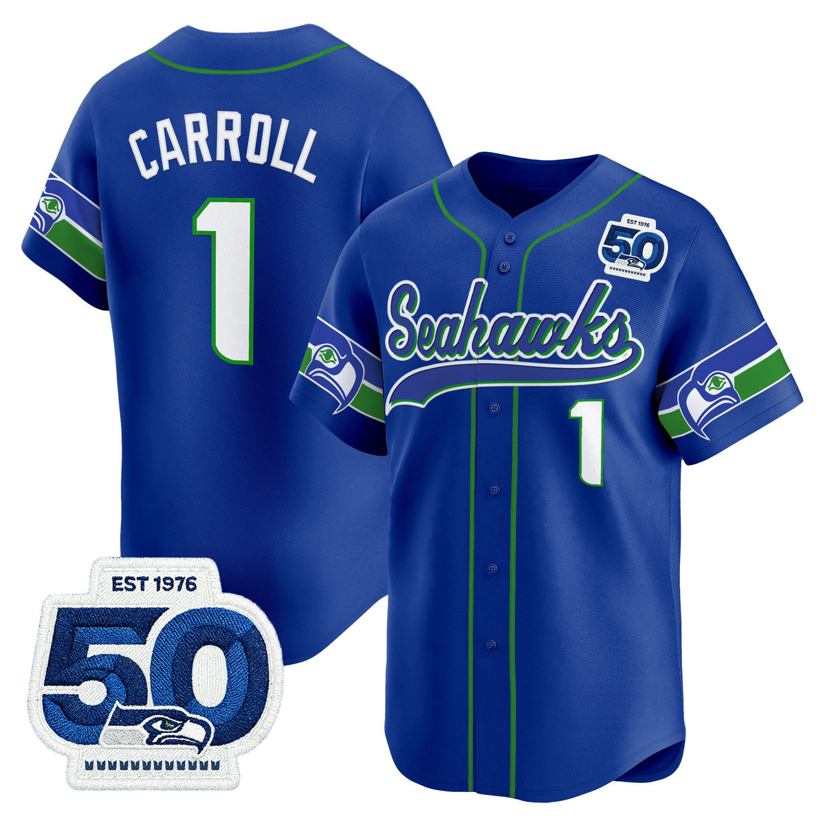 Men's Seattle Seahawks 50th Anniversary Vapor Baseball Jersey - All Stitched