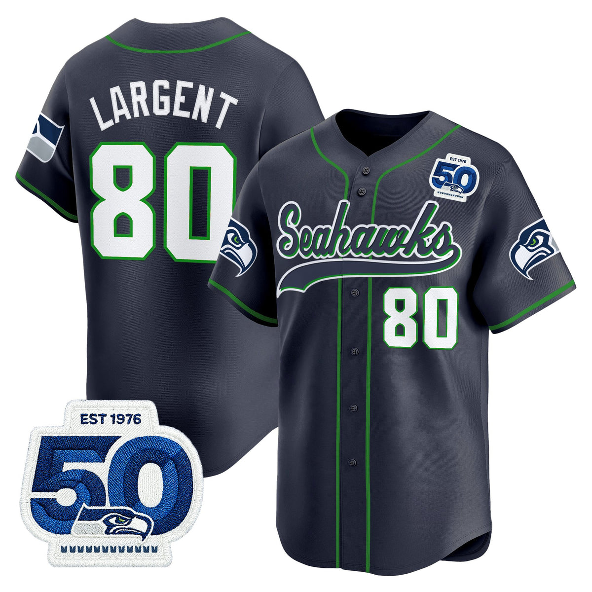 Men's Seattle Seahawks 50th Anniversary Vapor Baseball Jersey - All Stitched