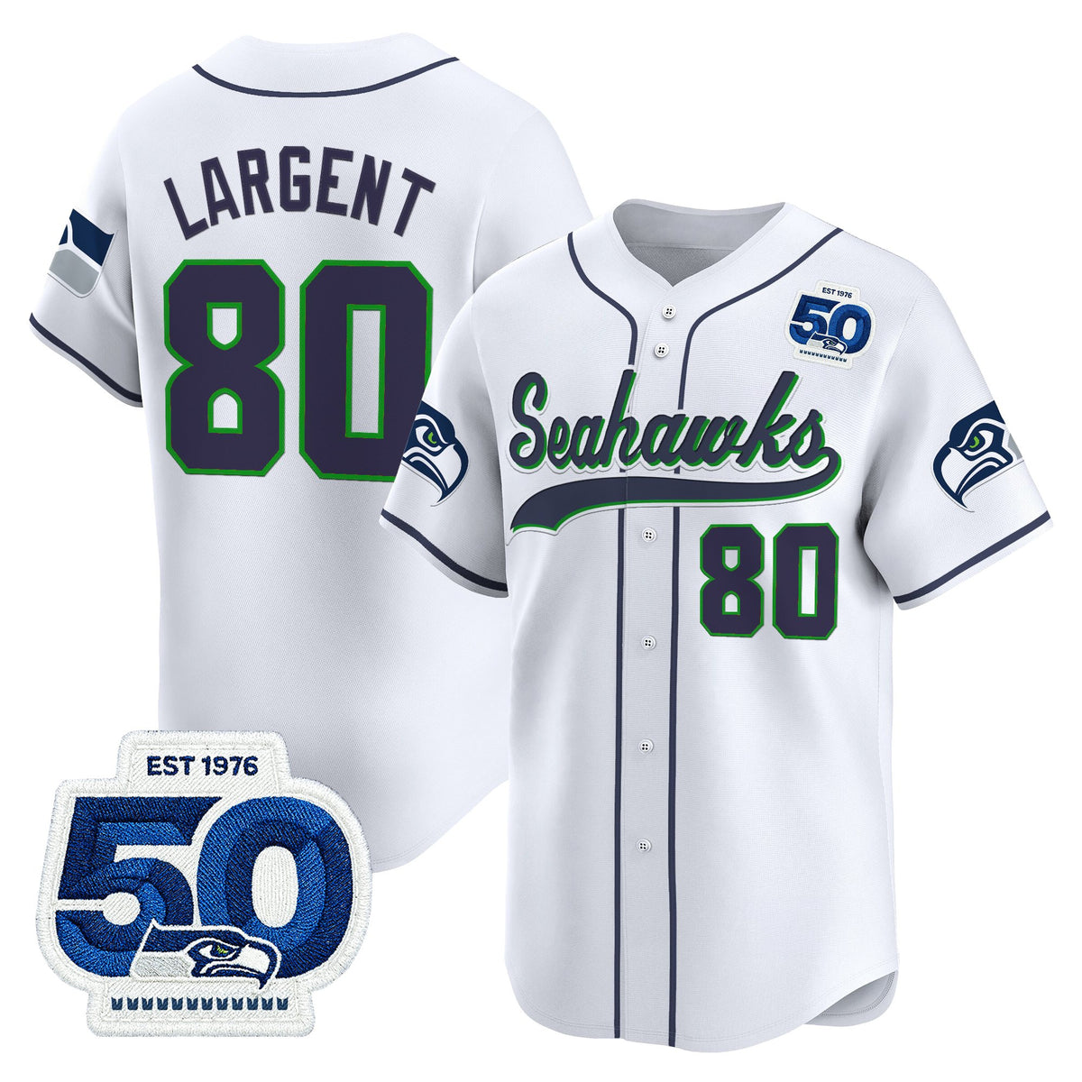 Men's Seattle Seahawks 50th Anniversary Vapor Baseball Jersey - All Stitched