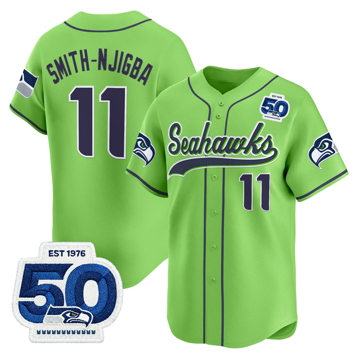 Men's Seattle Seahawks 50th Anniversary Vapor Baseball Jersey - All Stitched