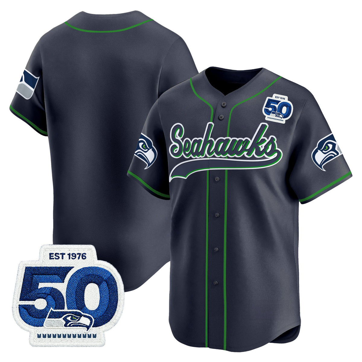 Men's Seattle Seahawks 50th Anniversary Vapor Baseball Jersey - All Stitched