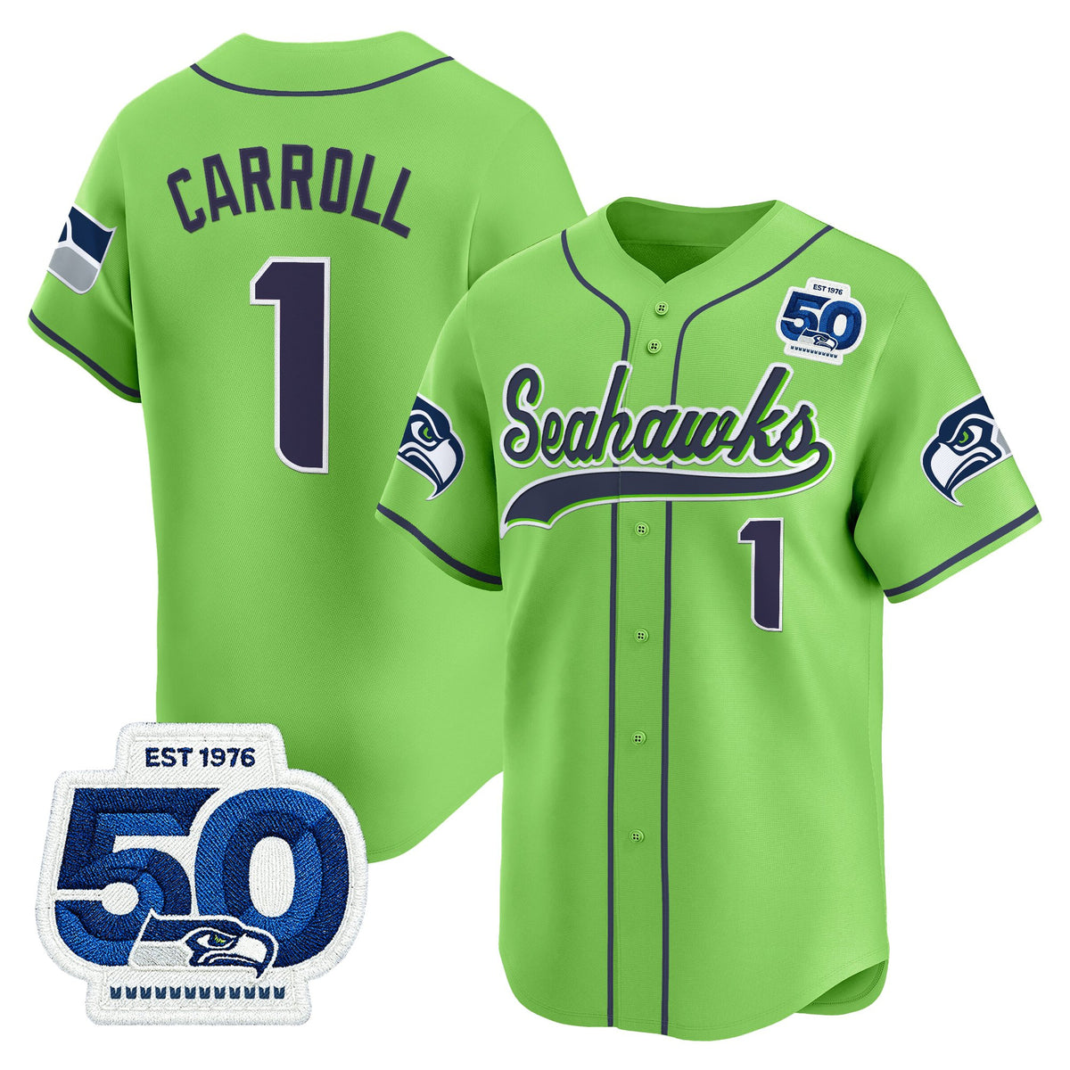 Men's Seattle Seahawks 50th Anniversary Vapor Baseball Jersey - All Stitched