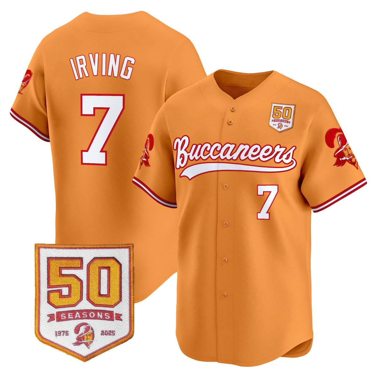 Men's Tampa Bay Buccaneers 50th Season Patch Vapor Baseball Jersey - All Stitched