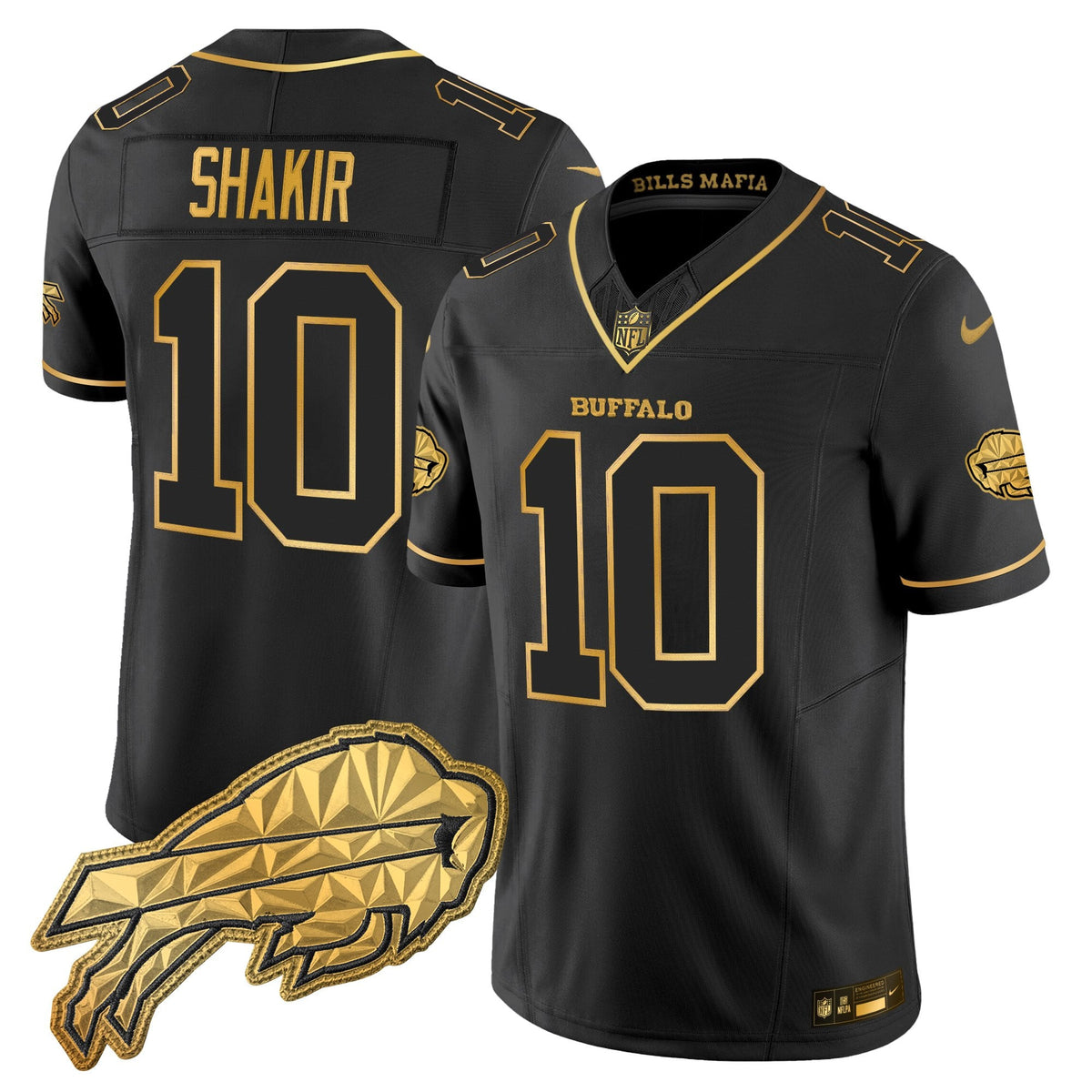 Men's Buffalo Bills 2025 "Rivalries" Gold Vapor Limited Jersey - All Stitched
