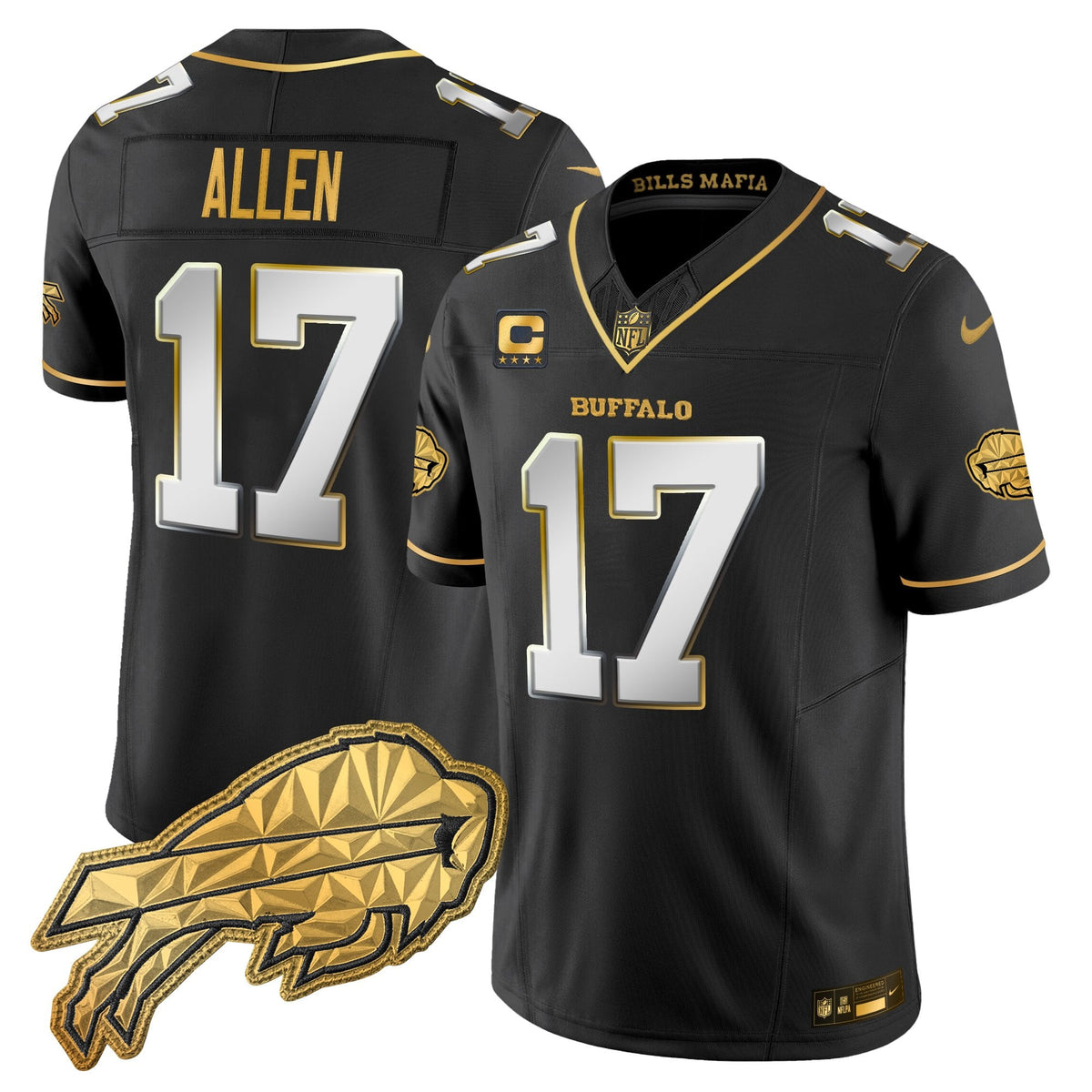 Men's Buffalo Bills 2025 "Rivalries" Gold Vapor Limited Jersey - All Stitched