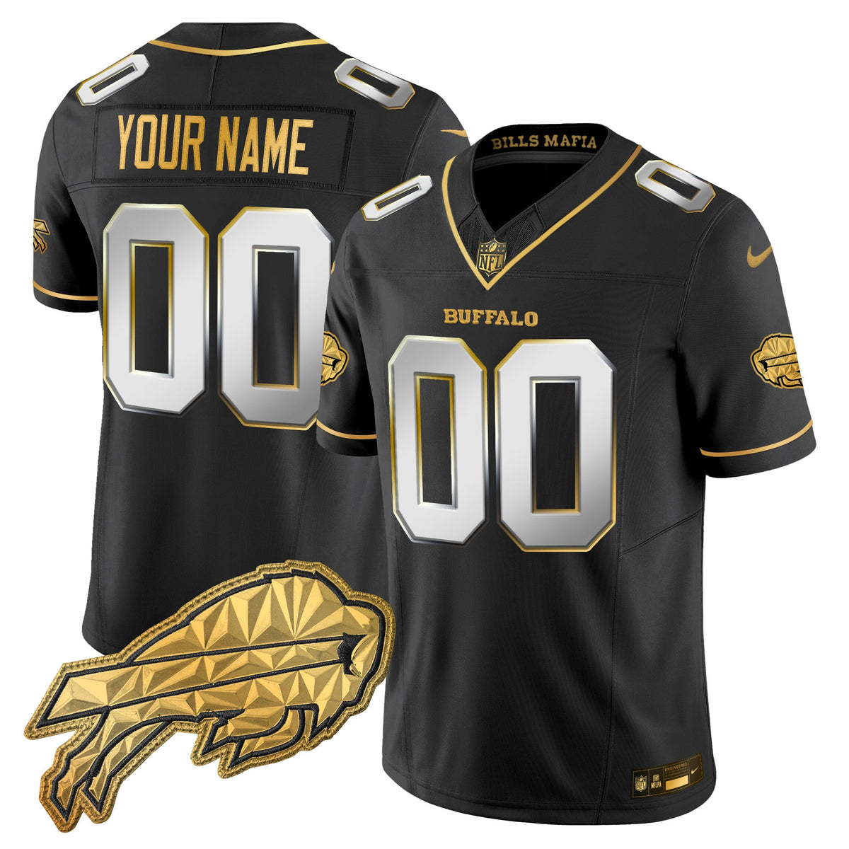 Buffalo Bills 2025 "Rivalries" Gold Vapor Limited Custom Jersey - All Stitched