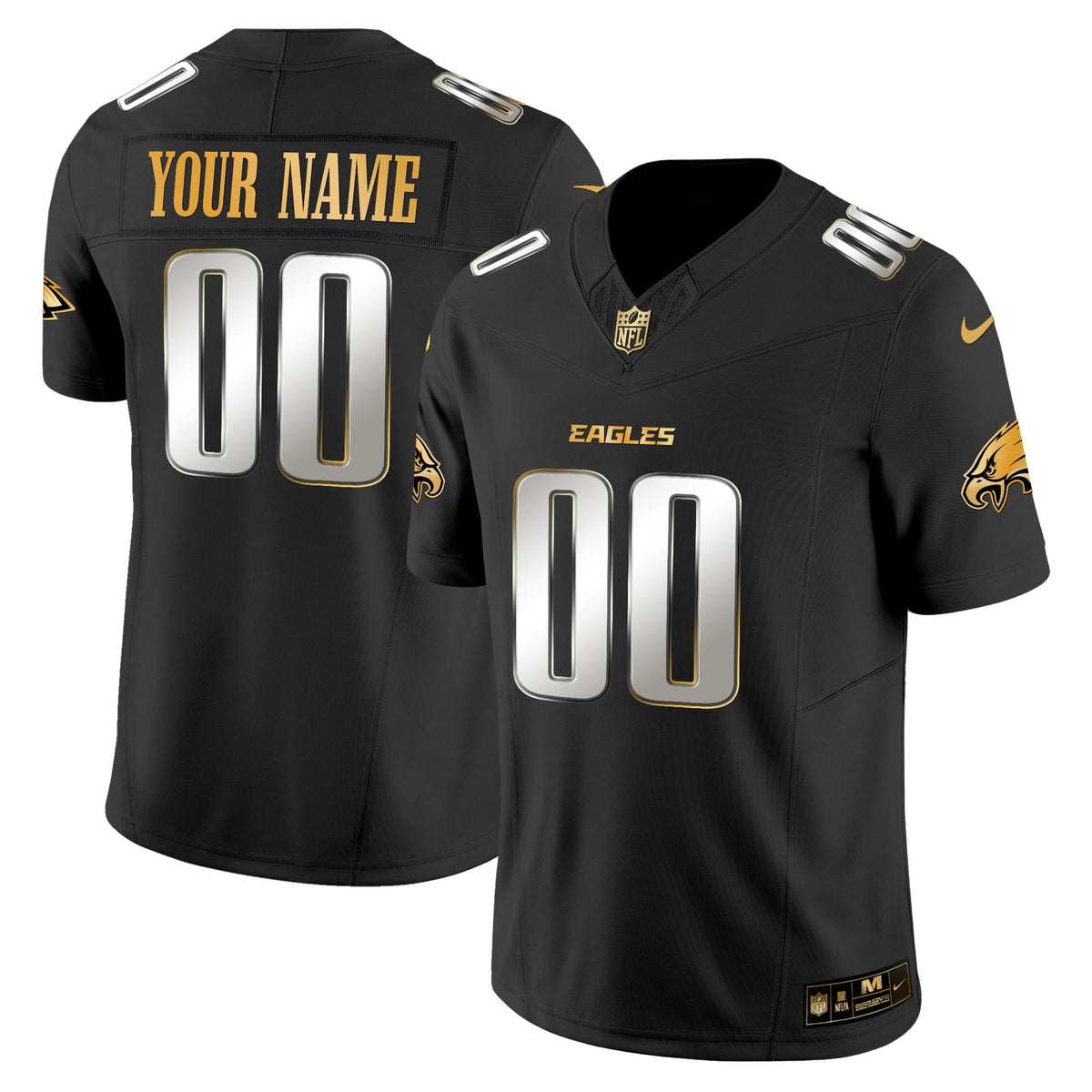 Philadelphia Eagles 2025 Gold Vapor Limited Custom Jersey - All Stitched