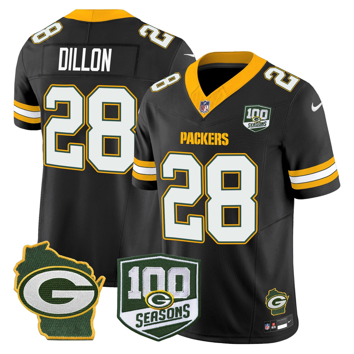 Men's Green Bay Packers 100th Season & Home Patch Vapor Limited Jersey - All Stitched