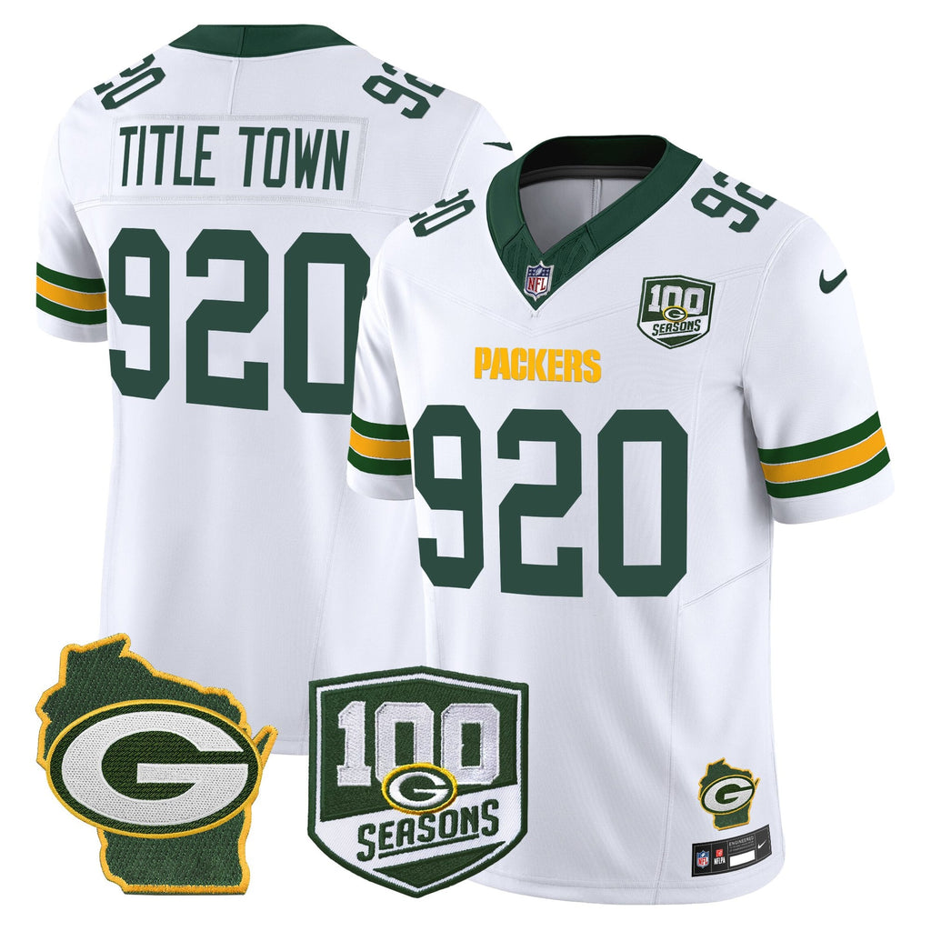 Men's Green Bay Packers 100th Season & Home Patch Vapor Limited Jersey - All Stitched