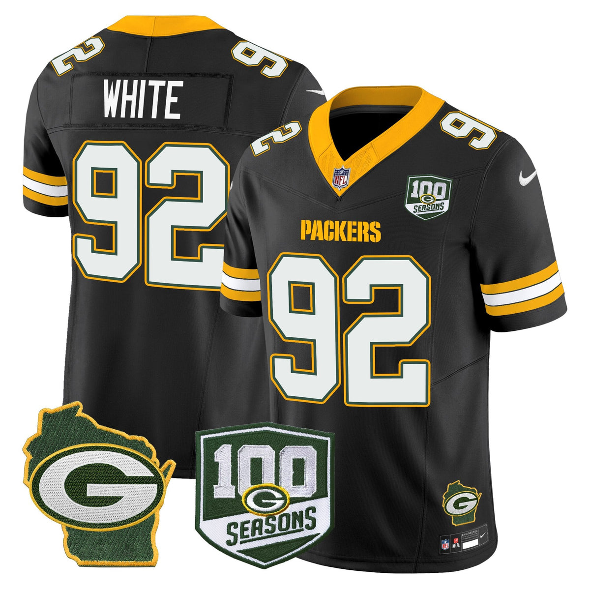 Men's Green Bay Packers 100th Season & Home Patch Vapor Limited Jersey - All Stitched