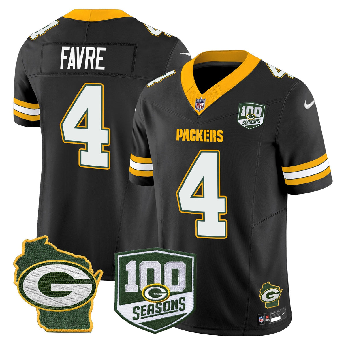 Men's Green Bay Packers 100th Season & Home Patch Vapor Limited Jersey - All Stitched