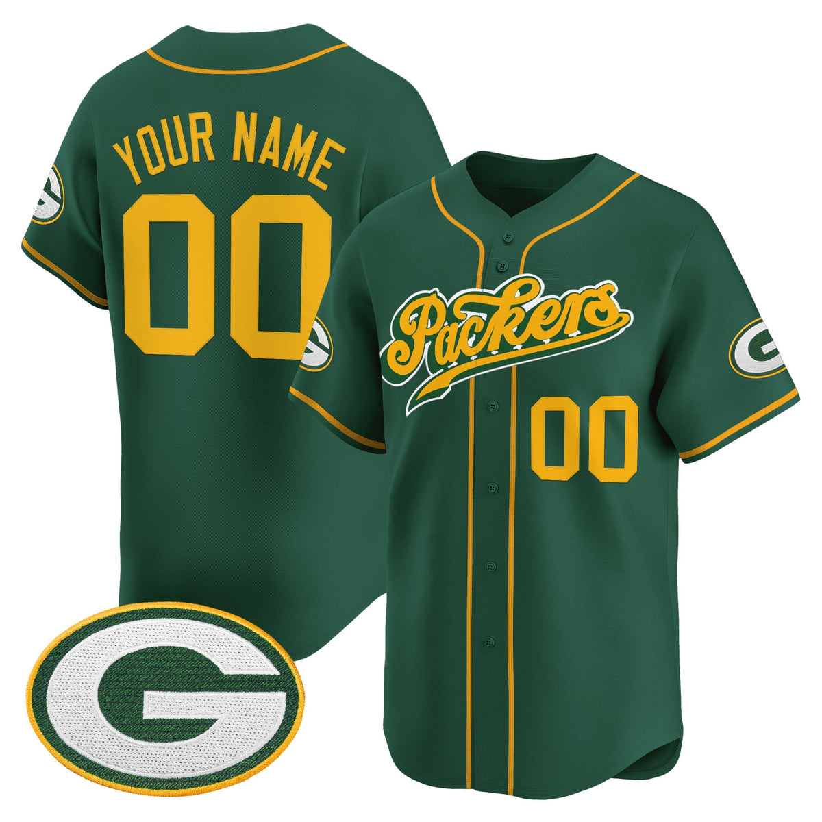 Green Bay Packers 2025 Vapor Baseball Custom Jersey V2 - All Stitched