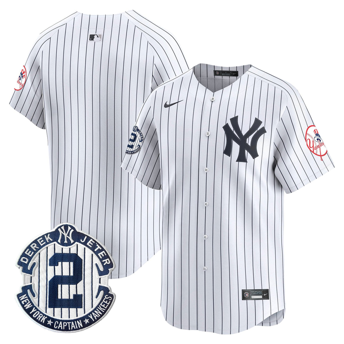 Men's New York Yankees Throwback Vapor Premier Limited Jersey - Derek Jeter Patch - All Stitched