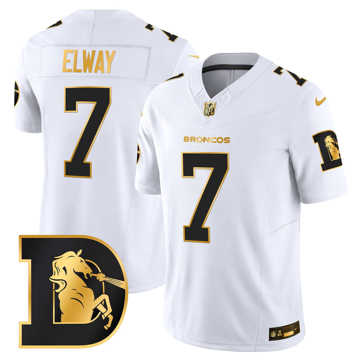 Men's Denver Broncos Throwback Gold Vapor Limited Jersey - All Stitched