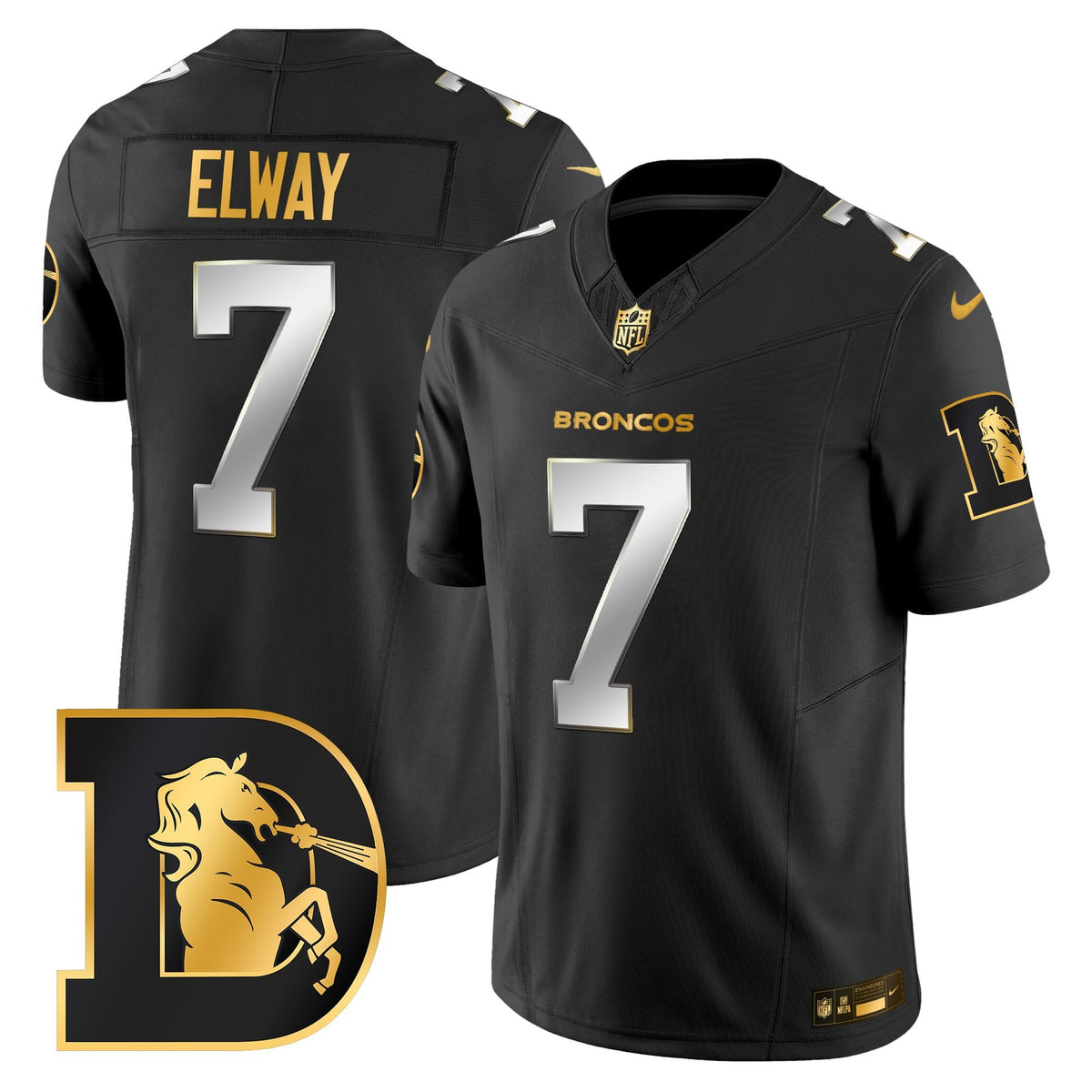 Men's Denver Broncos Throwback Gold Vapor Limited Jersey - All Stitched