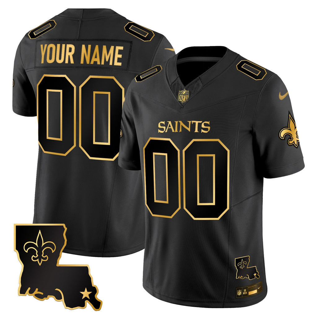 New Orleans Saints 2025 Gold Vapor Limited Custom Jersey - All Stitched