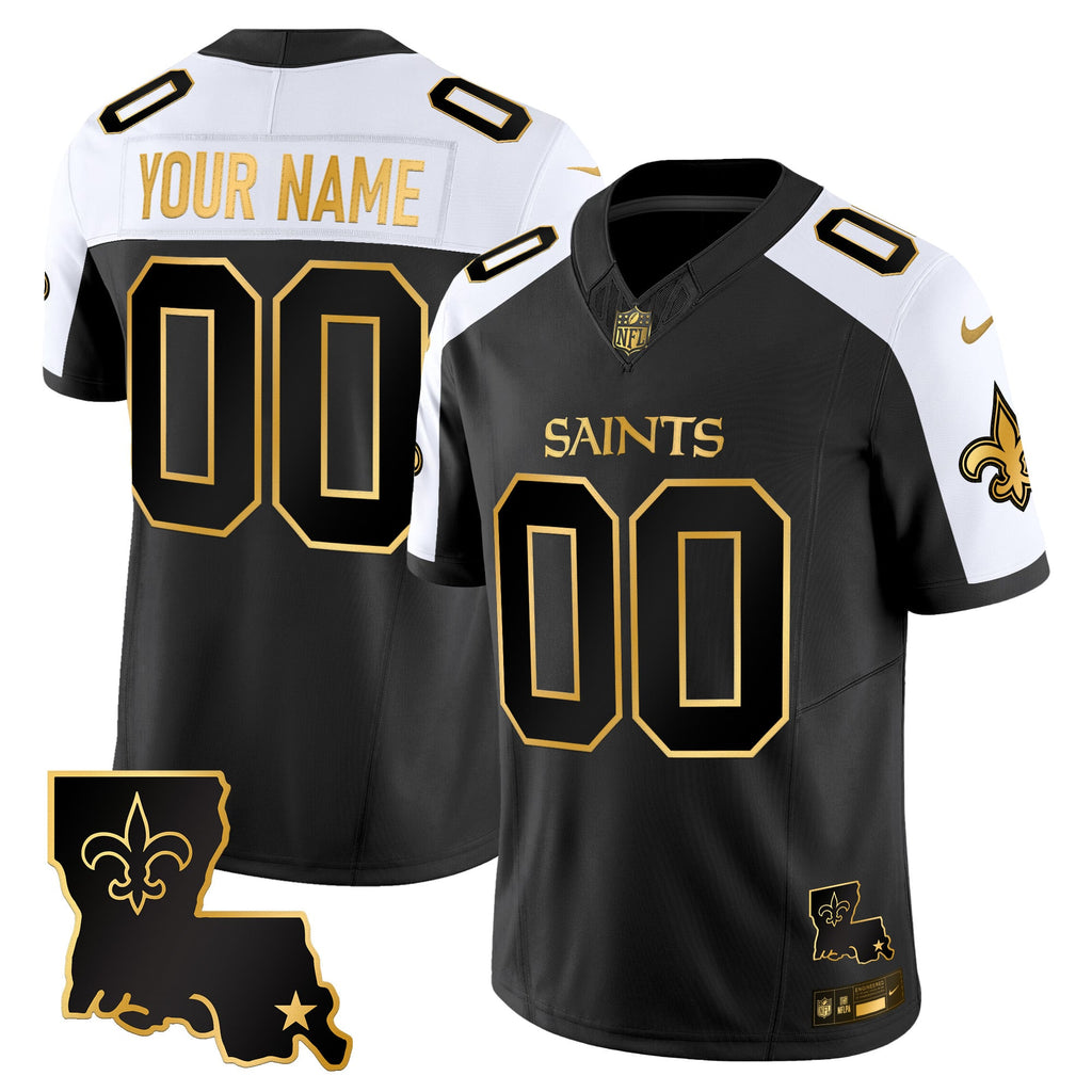 New Orleans Saints 2025 Gold Vapor Limited Custom Jersey - All Stitched