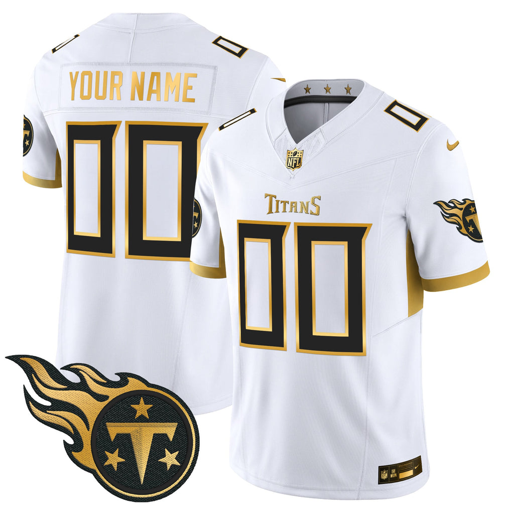 Tennessee Titans 2025 Gold Vapor Limited Custom Jersey - All Stitched