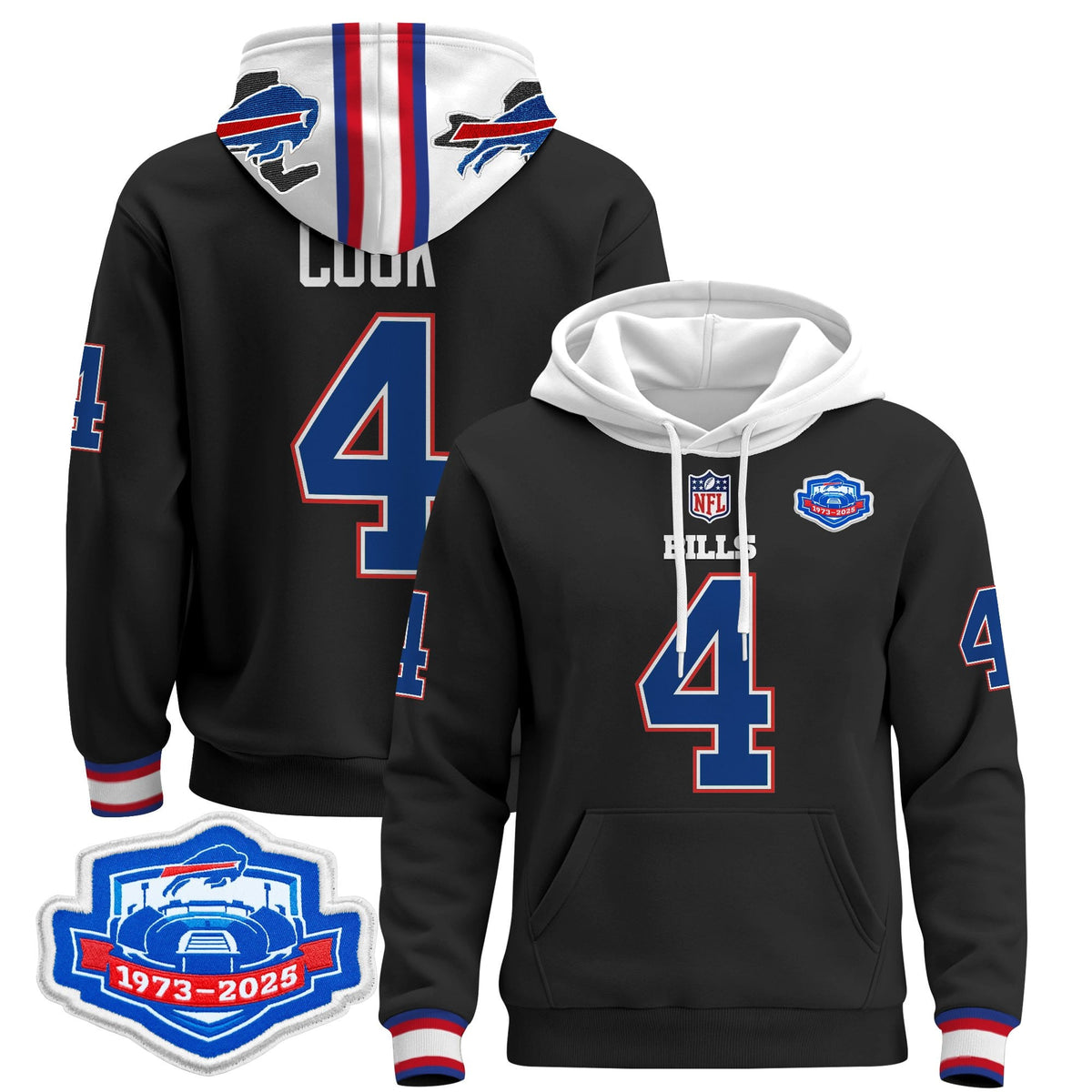 Men's Buffalo Bills 2025 Farewell Season Patch Pullover Hoodie - All Stitched