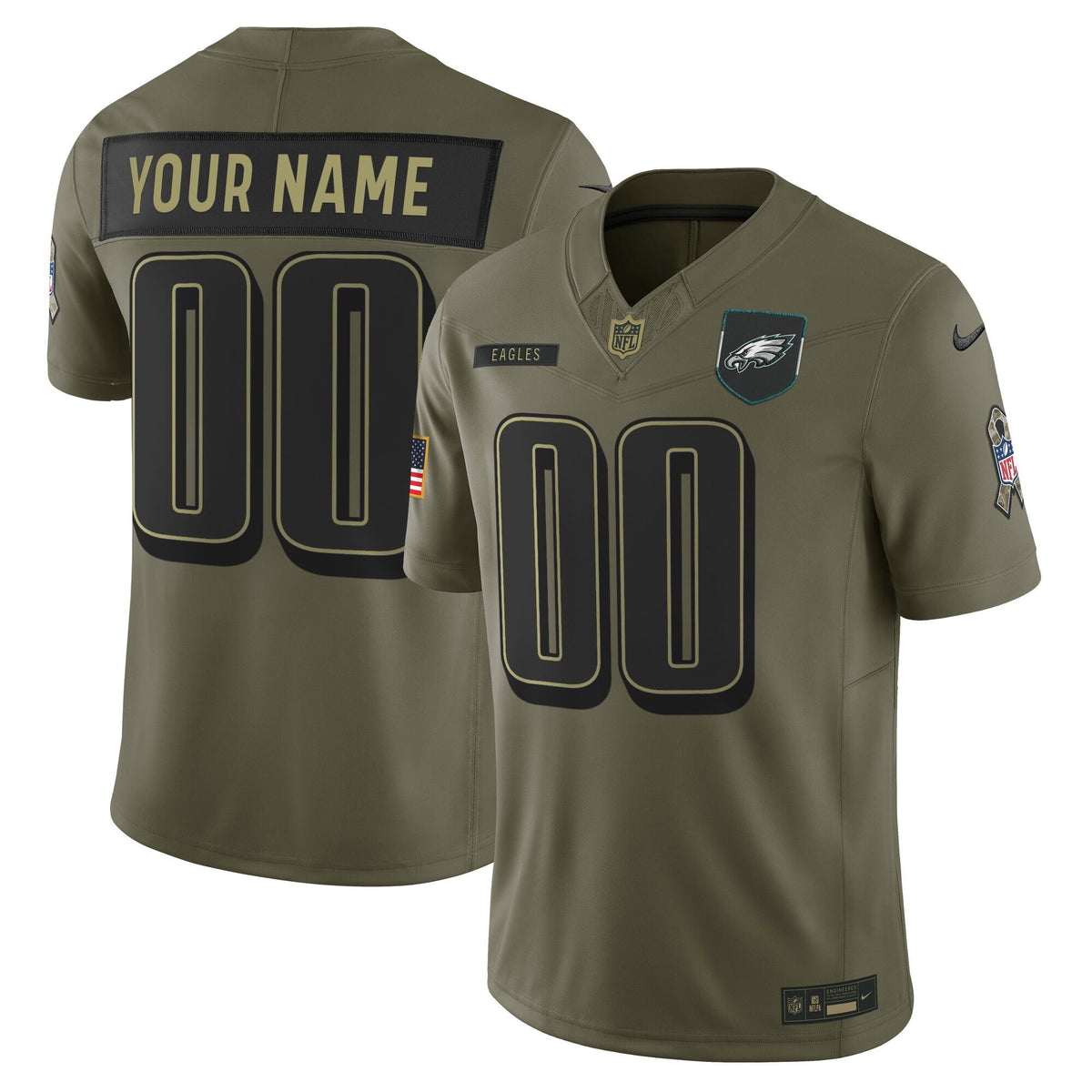 Philadelphia Eagles 2025 Salute to Service Limited Custom Jersey - All Stitched