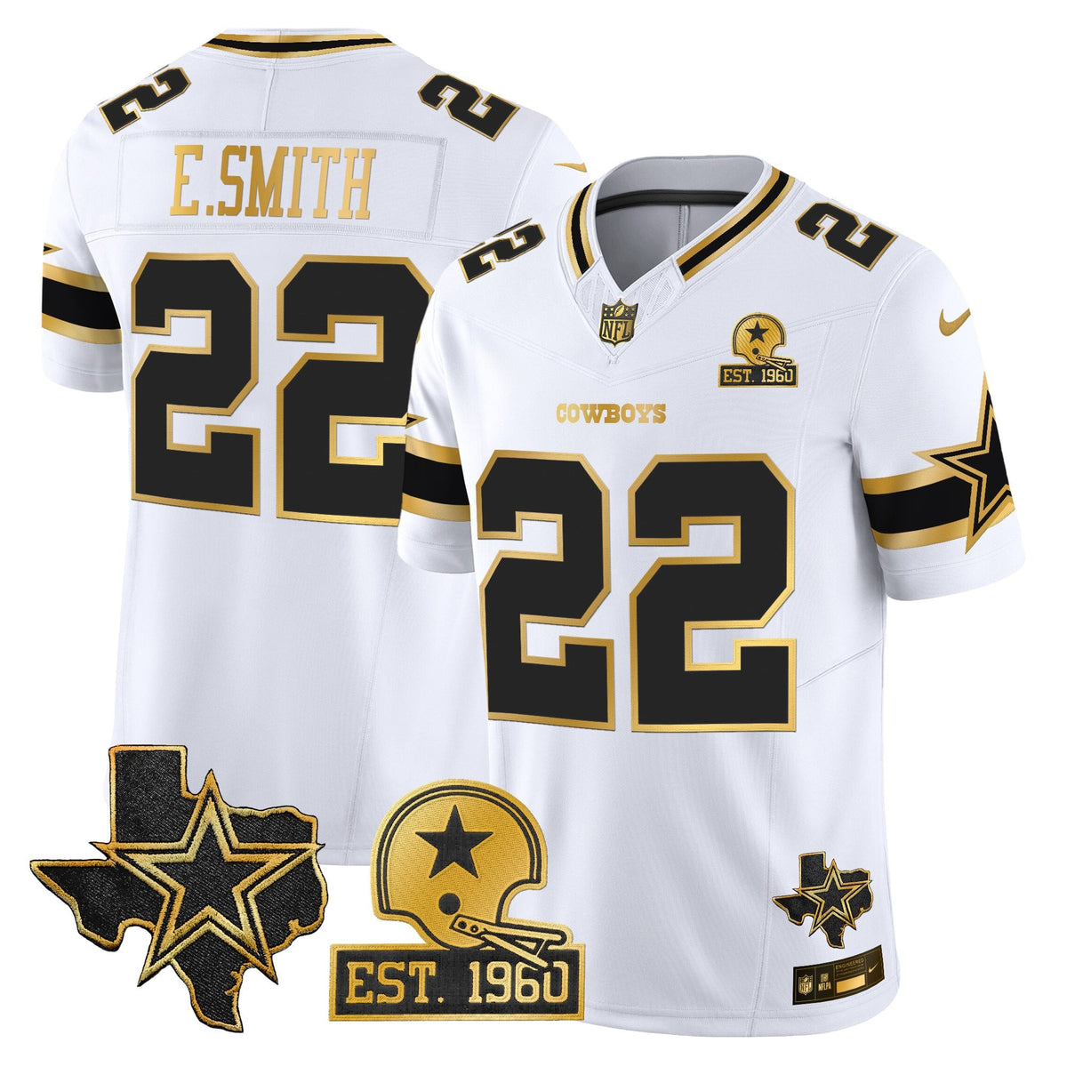 Men's Dallas Cowboys Est. 1960 & Texas Patch Gold Vapor Limited Jersey - All Stitched
