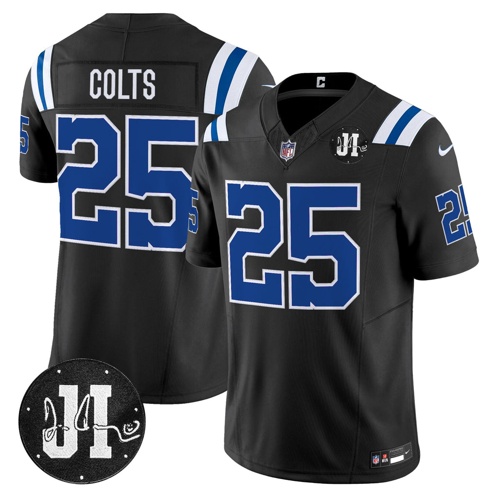 Men's Indianapolis Colts 2025 Jim Irsay Patch Vapor Limited Jersey - All Stitched