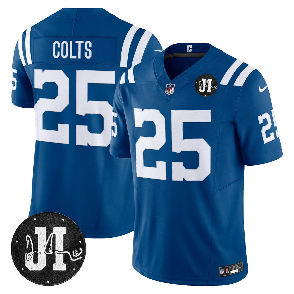 Men's Indianapolis Colts 2025 Jim Irsay Patch Vapor Limited Jersey - All Stitched