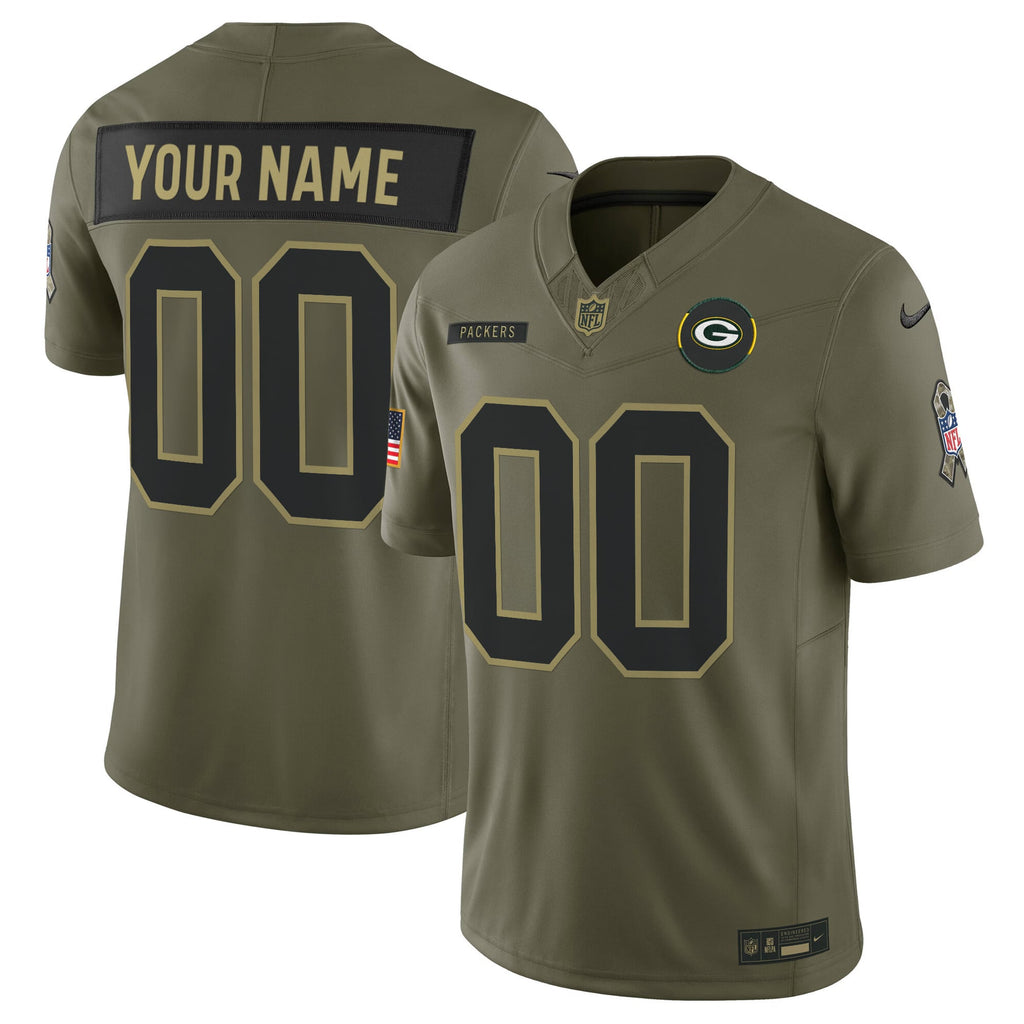 Green Bay Packers 2025 Salute to Service Vapor Limited Custom Jersey - All Stitched