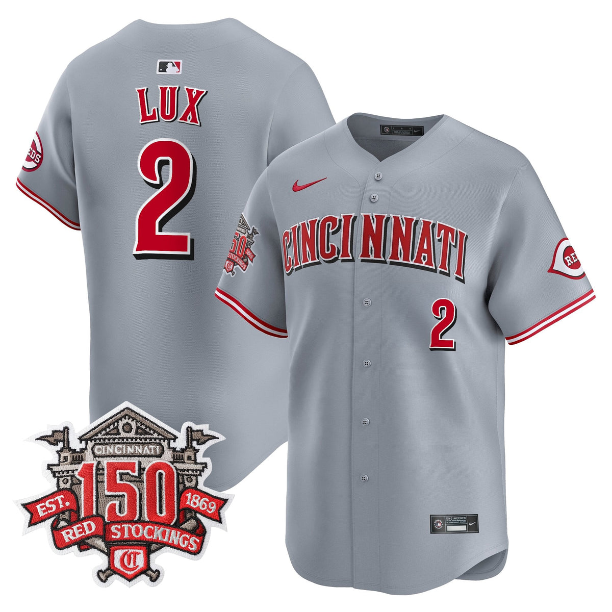 Men's Cincinnati Reds 150th Anniversary Patch Vapor Premier Limited Jersey - All Stitched