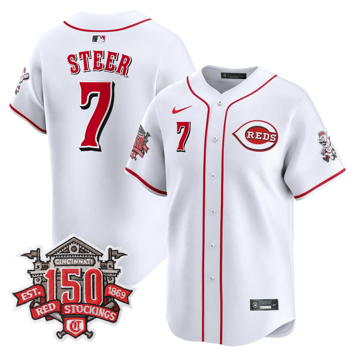 Men's Cincinnati Reds 150th Anniversary Patch Vapor Premier Limited Jersey - All Stitched