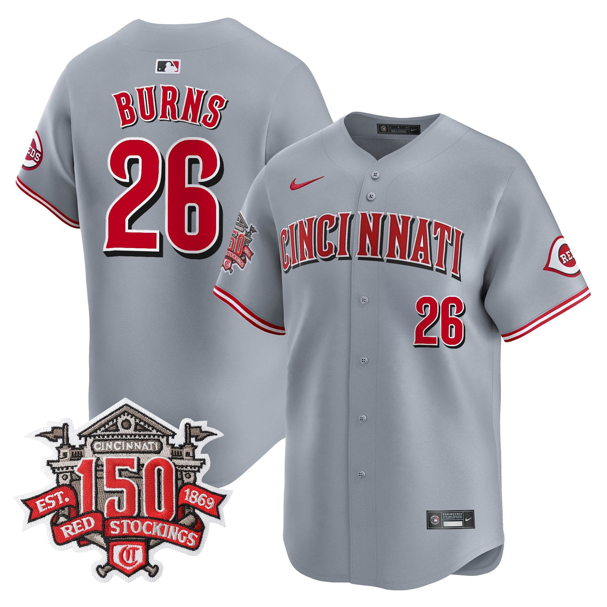 Men's Cincinnati Reds 150th Anniversary Patch Vapor Premier Limited Jersey - All Stitched