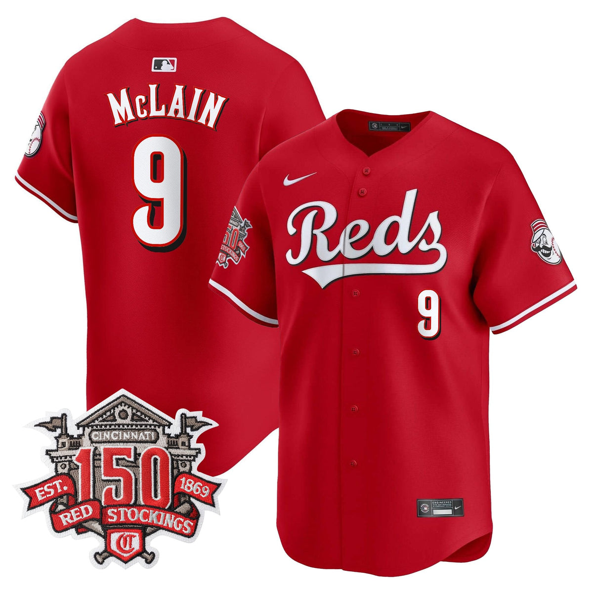 Men's Cincinnati Reds 150th Anniversary Patch Vapor Premier Limited Jersey - All Stitched