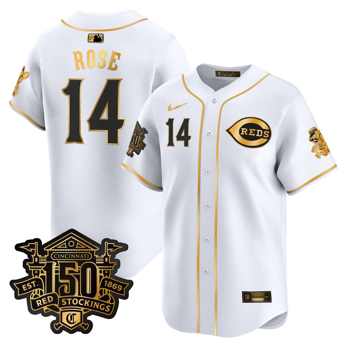 Men's Cincinnati Reds 150th Anniversary Patch Vapor Premier Limited Jersey - All Stitched