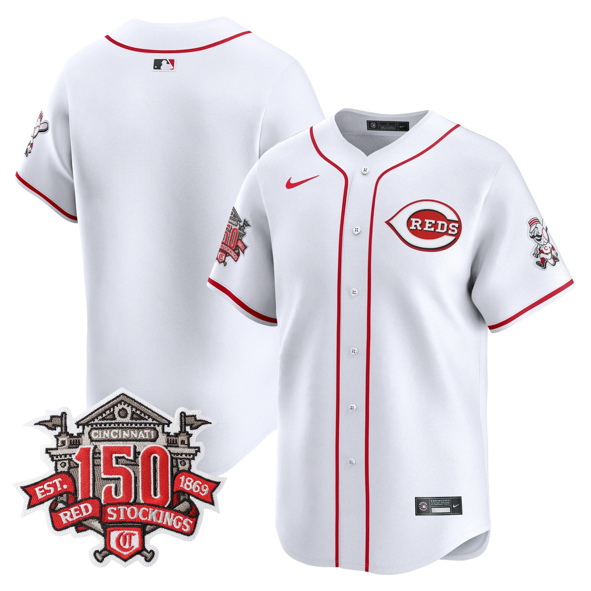 Men's Cincinnati Reds 150th Anniversary Patch Vapor Premier Limited Jersey - All Stitched