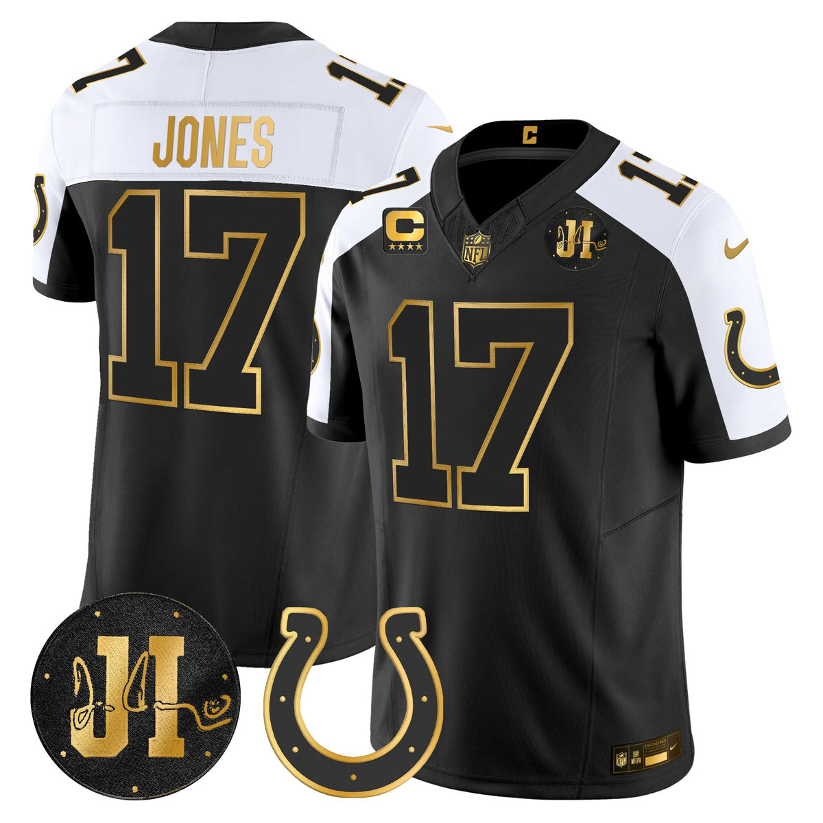 Men's Indianapolis Colts 2025 Jim Irsay Patch Gold Vapor Limited Jersey - All Stitched