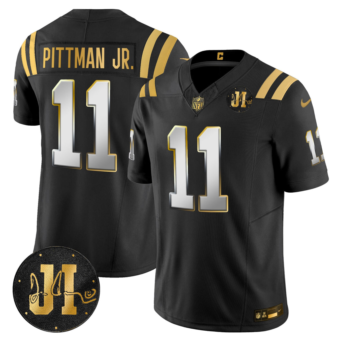 Men's Indianapolis Colts 2025 Jim Irsay Patch Gold Vapor Limited Jersey - All Stitched