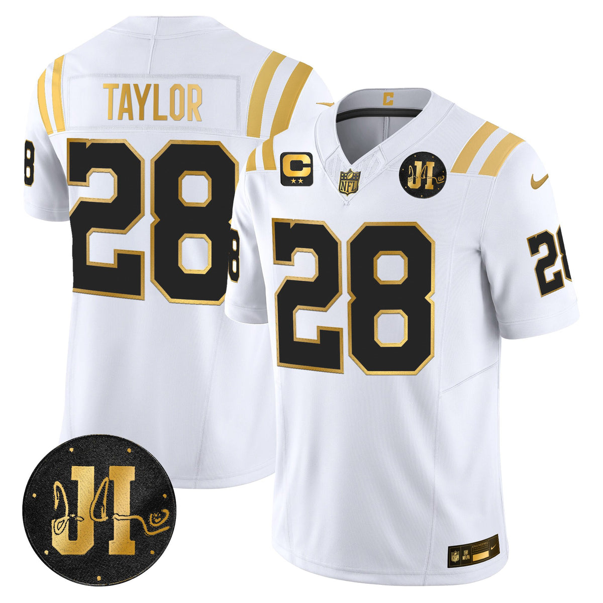Men's Indianapolis Colts 2025 Jim Irsay Patch Gold Vapor Limited Jersey - All Stitched