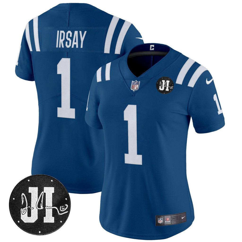 Women's Indianapolis Colts 2025 Jim Irsay Patch Vapor Limited Jersey - All Stitched