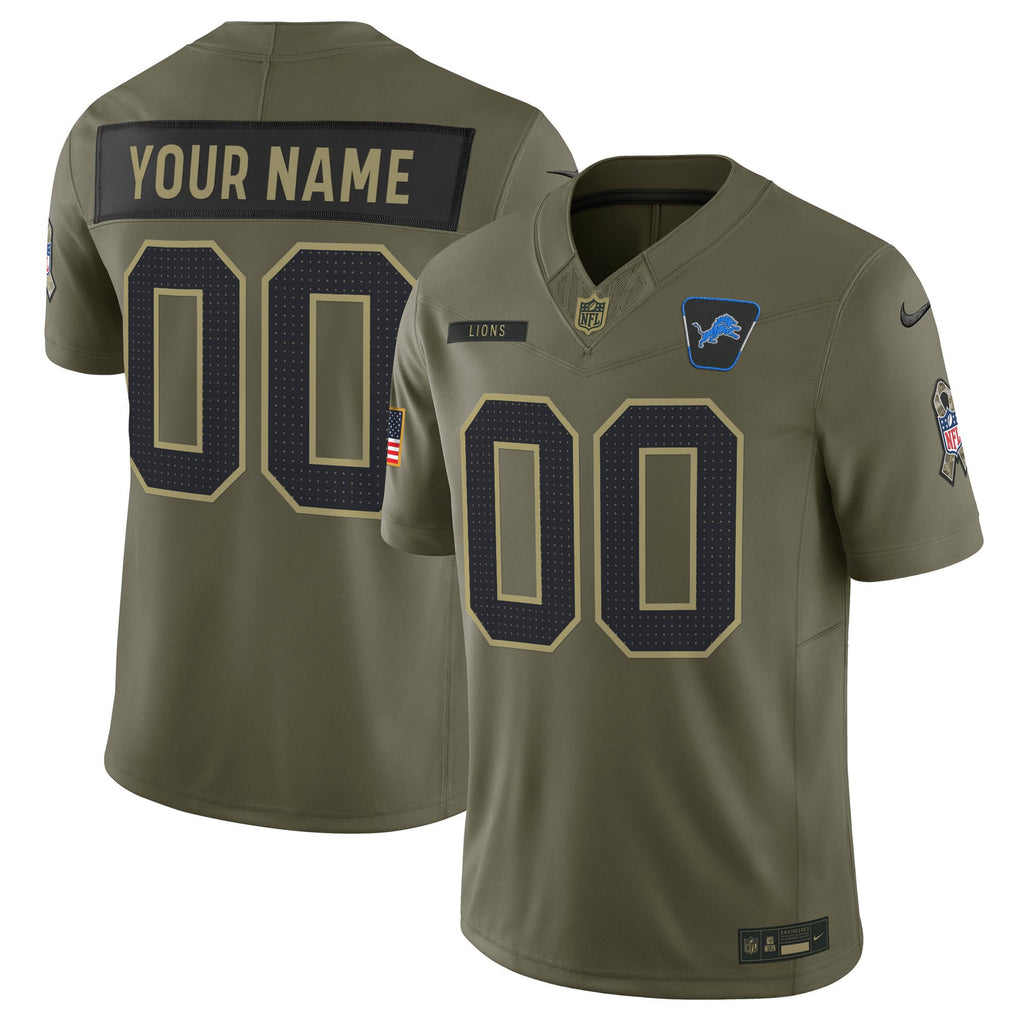 Detroit Lions 2025 Salute to Service Vapor Limited Custom Jersey - All Stitched
