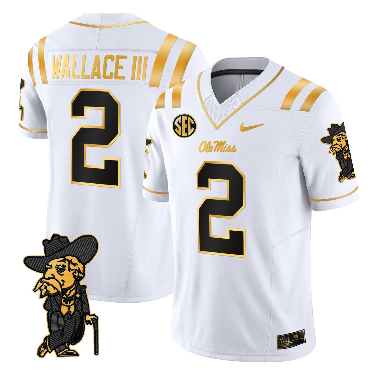 Men's Ole Miss Rebels 2025 Gold Vapor Limited Jersey - All Stitched
