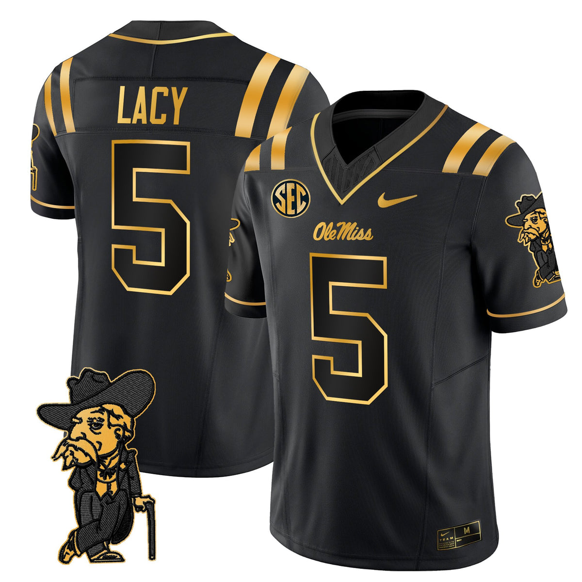 Men's Ole Miss Rebels 2025 Gold Vapor Limited Jersey - All Stitched