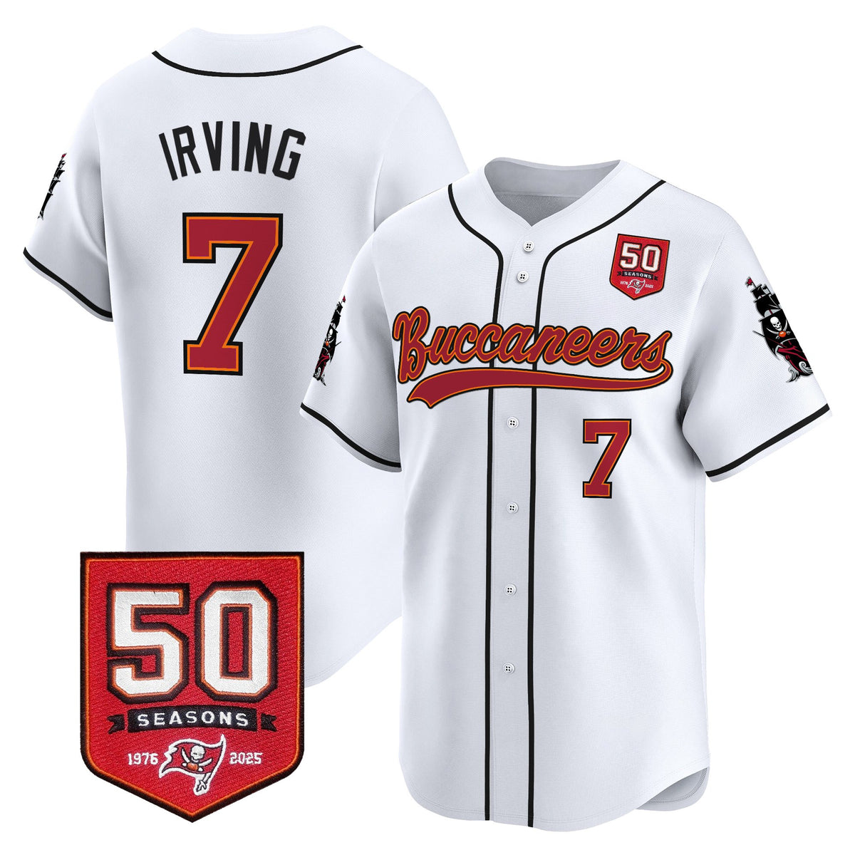 Men's Tampa Bay Buccaneers 50th Season Patch Vapor Baseball Jersey - All Stitched
