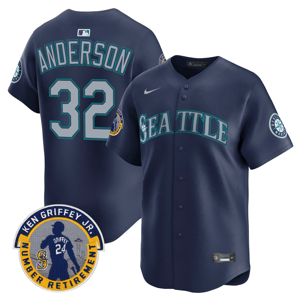 Men's Seattle Mariners 2025 Ken Griffey Jr. Patch Vapor Premier Limited Jersey - All Stitched