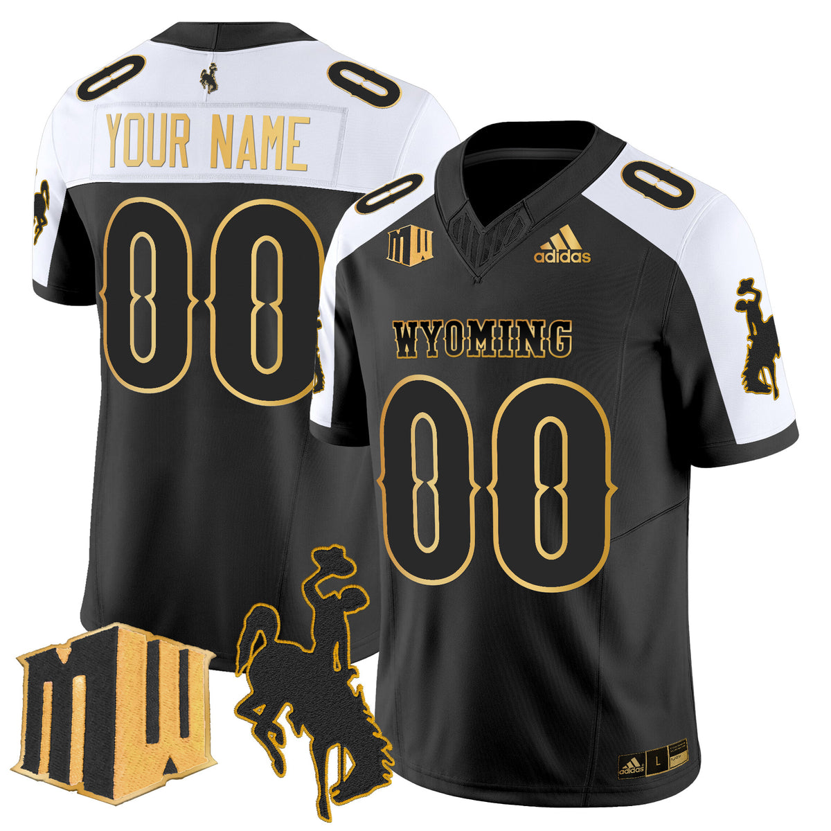 Wyoming Cowboys 2025 Gold Vapor Limited Custom Jersey - All Stitched