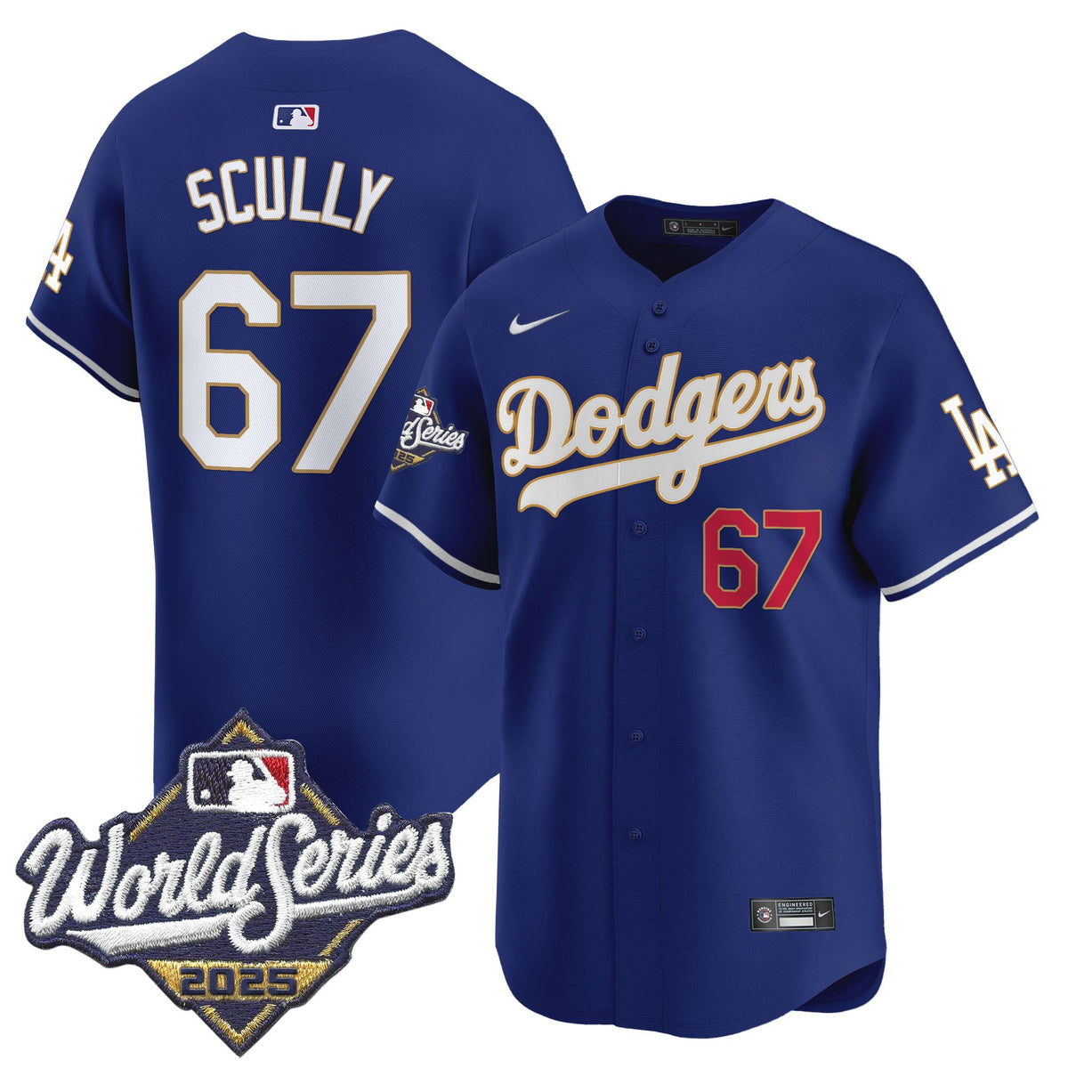 Men's Dodgers 2025 World Series Gold Trim Vapor Premier Limited Jersey - All Stitched
