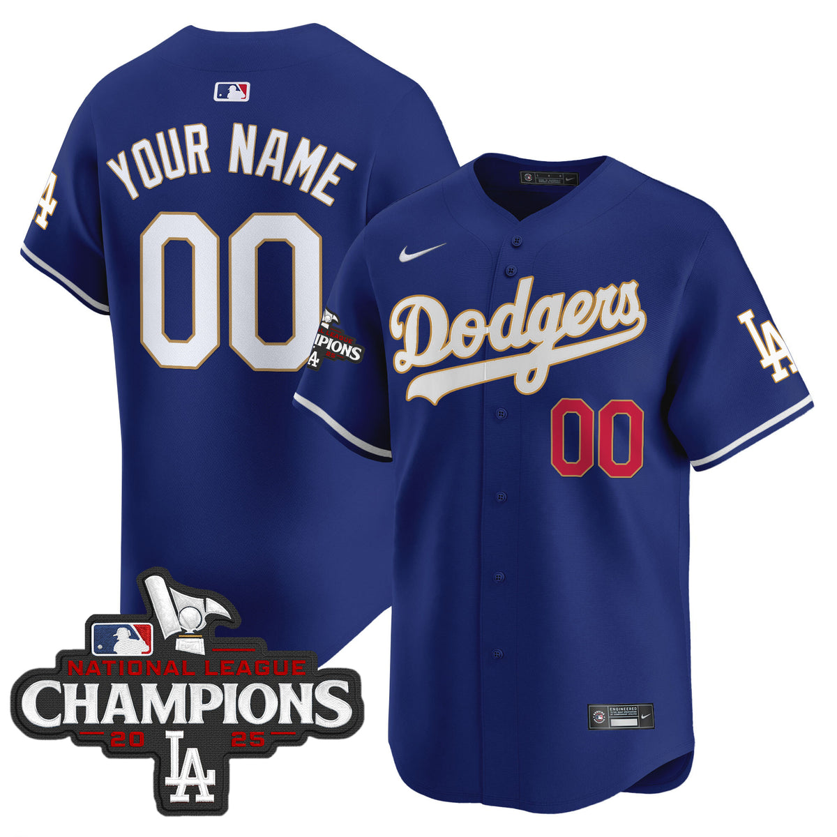 Dodgers 2025 National League Champions Vapor Premier Limited Custom Jersey - All Stitched
