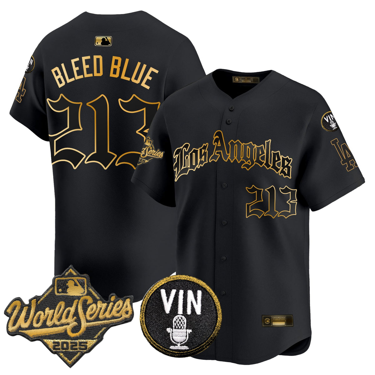 Men's Dodgers 2025 World Series Vapor Premier Limited Jersey - LA Gothic Edition - All Stitched