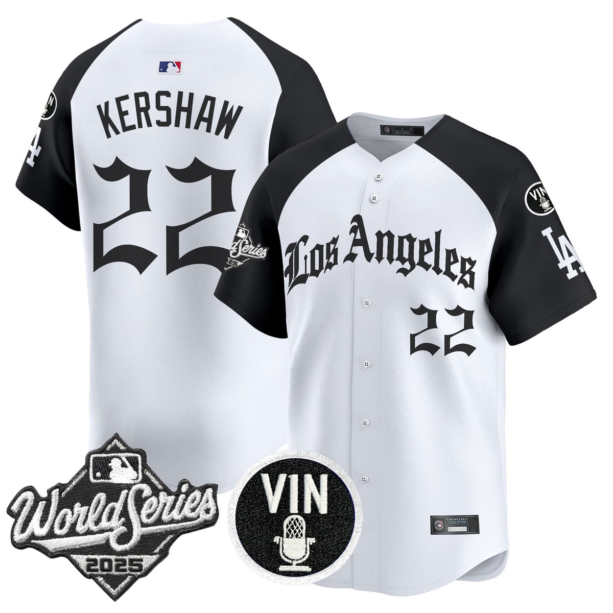 Men's Dodgers 2025 World Series Vapor Premier Limited Jersey - LA Gothic Edition - All Stitched